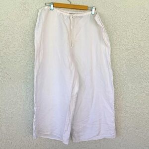 Ashley Stewart linen blend white wide leg pants size 16W adjustable drawstring